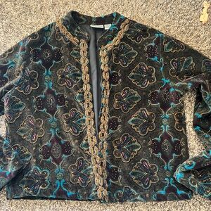 CHICOS velvet jacket with beads